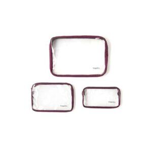 Baggallini 3-Piece Burgundy Travel Pouch Set - Lightweight, Water-Resistant, TSA